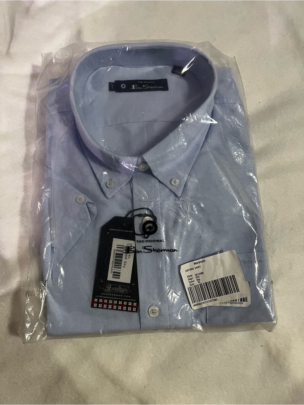 NWT Ben Sherman Pale Blue Oxford Button-Down Dress Shirt Size XL